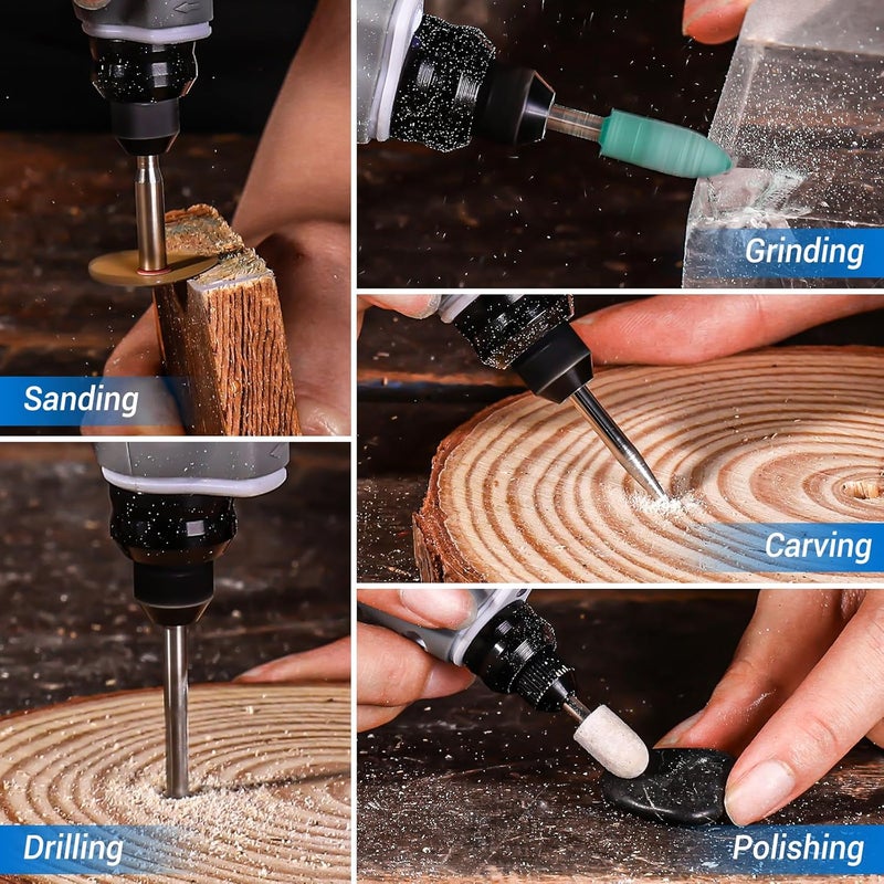 DEKOPRO Mini Cordless Rotary Tool: 3.7V Rotary Tool Variable Speed Display with Type-C Charging, Power Rotary Tool with 70 Accessories for Sanding, Engraving, Polishing, Drilling, Cutting, DIY (Blue) - Image 5